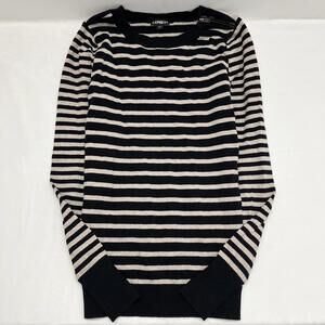 2010s Express Grunge Black Tan Striped thin Sweater With Side Zipper Sz S